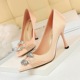 2272-1 European and American fashion elegant banquet women's shoes high heel silk satin drill metal button wedding shoes high heel shoes single shoes