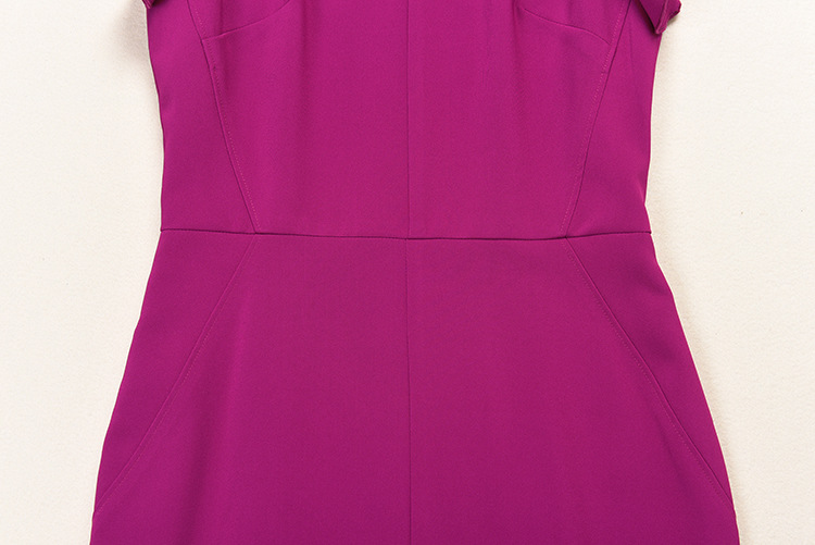 0309-07 荷叶边鱼尾连衣裙SMLXL码颜色紫色蓝色面料