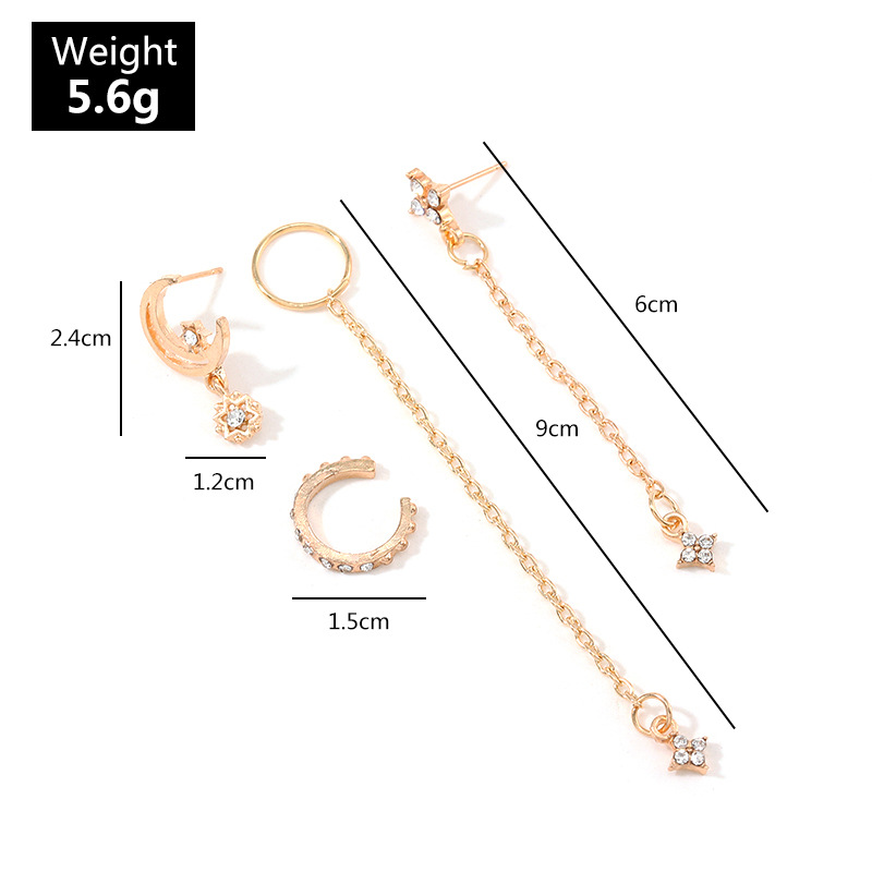 Personalized Simple Star Mount Ear Studs Geometric C-shaped Diamond Earrings Long Earless display picture 2