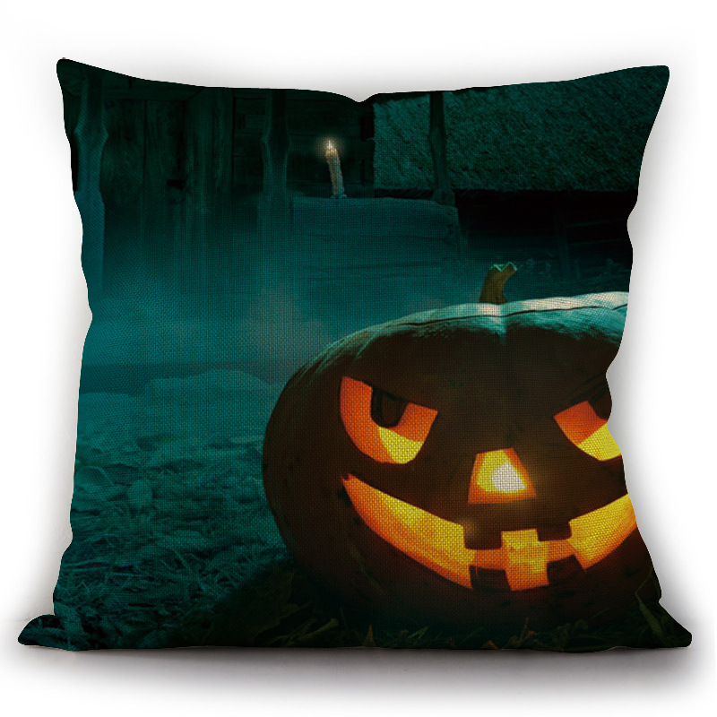new pattern Halloween Pillows Cartoon Pumpkin Grimace candy HappyHalloween Flax Cushion cover Pillowcase
