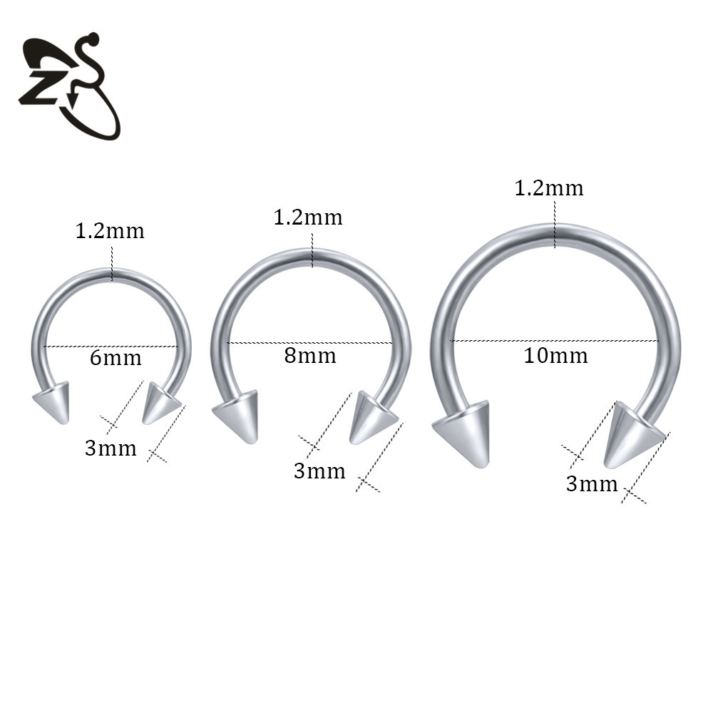 European American Stainless Steel Nose Studs Women's Jewelry Horseshoe Bar Pointed Cone Nose Rings Body Piercing Wholesale detail image 7