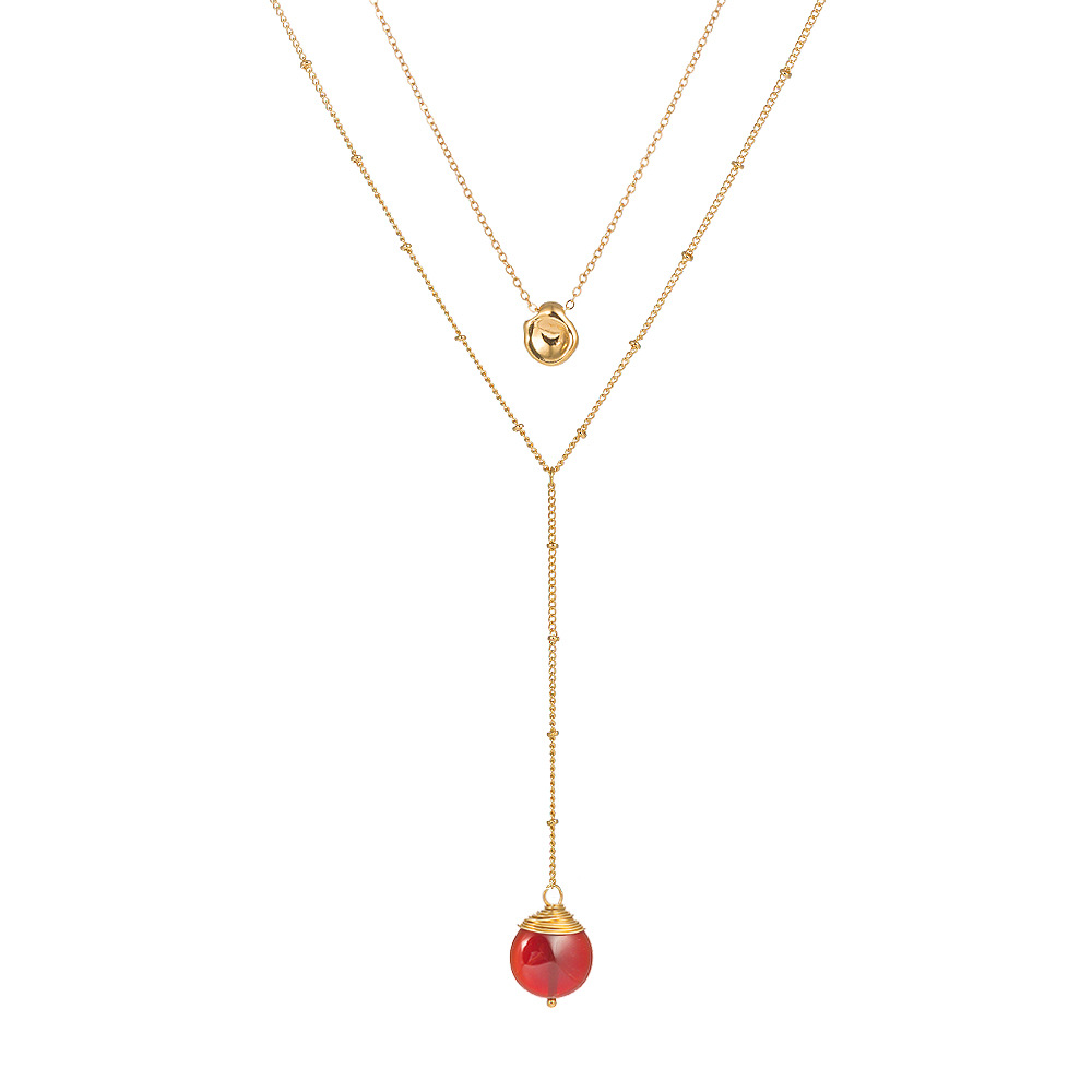 Fashion Golden Pea Pendant Multi-layer Necklace display picture 8