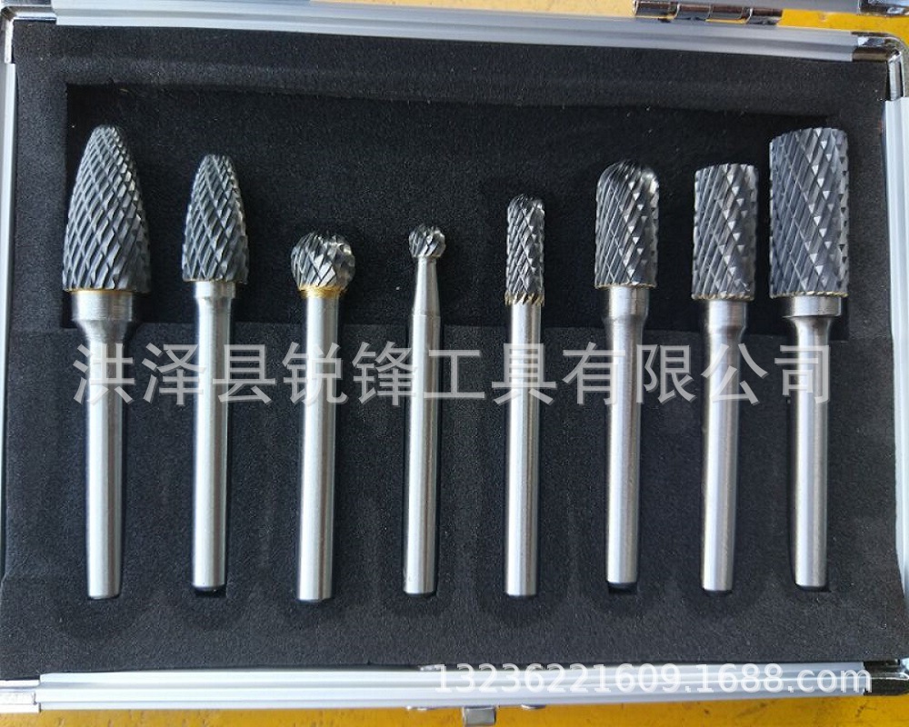 Manufactor Direct selling Rotating burrs Tungsten steel grinding Carbide burrs suit Eight piece aluminum box