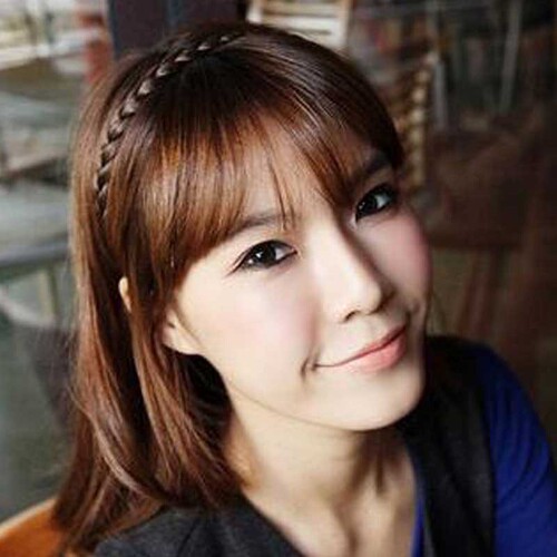 Braided Ponytail False Hair Headband Korean Accessory Non-Slip Tooth Headband Hair Press Sideburn Hair Clip Hair Accessory Headwear