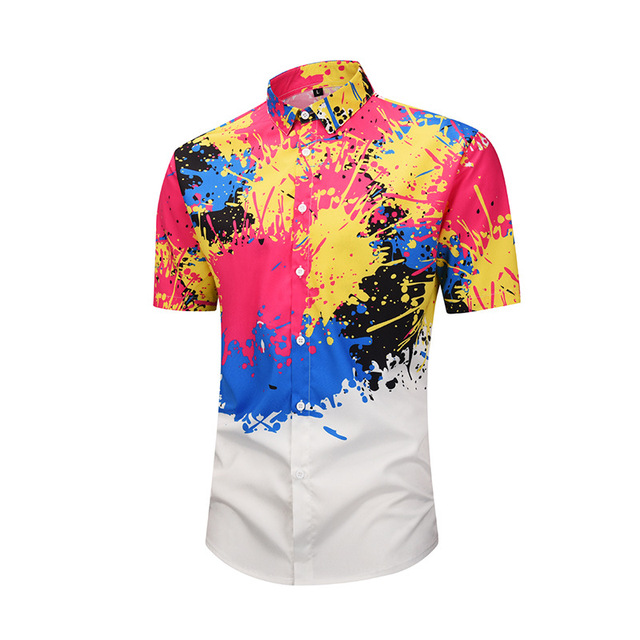 Fat Man’s Shirts Spray Printed Men’s Shirts Summer 