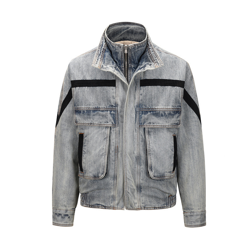 Men's Clothing high street OVER SIZE loose same style retro quilted denim jacket_voghion.com