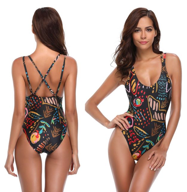 New swimwear Europe and America Siamese high waist swimsuit women