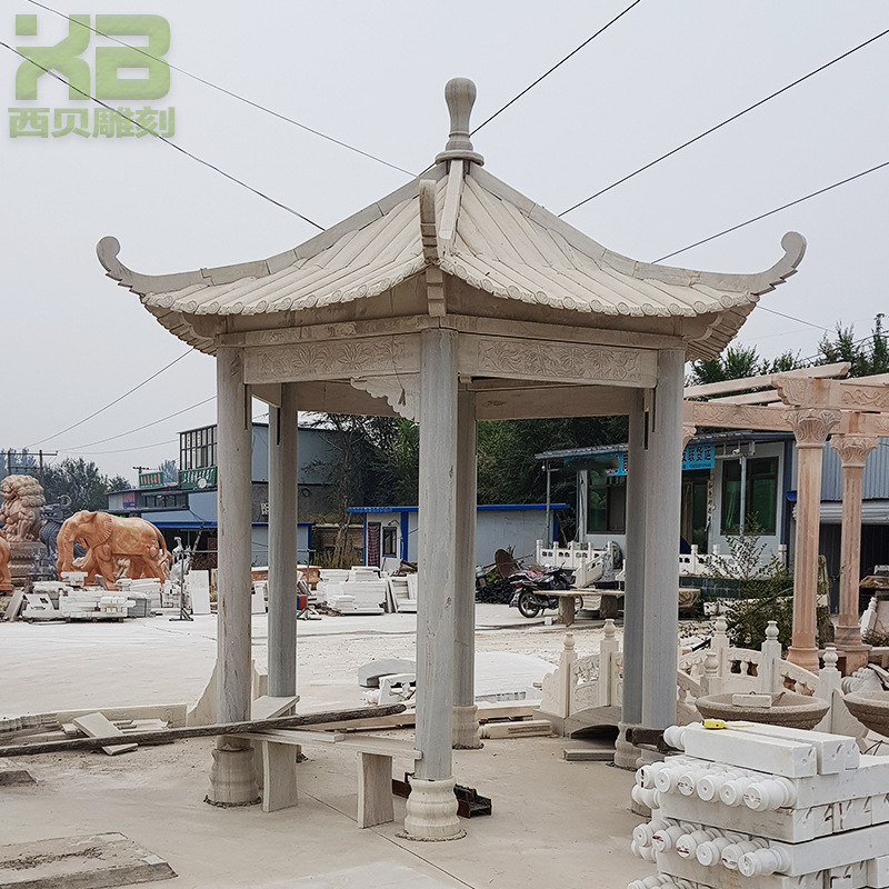 工厂供应中式大理石凉亭 公园广场别墅园林装饰休息景观石雕亭子|ms
