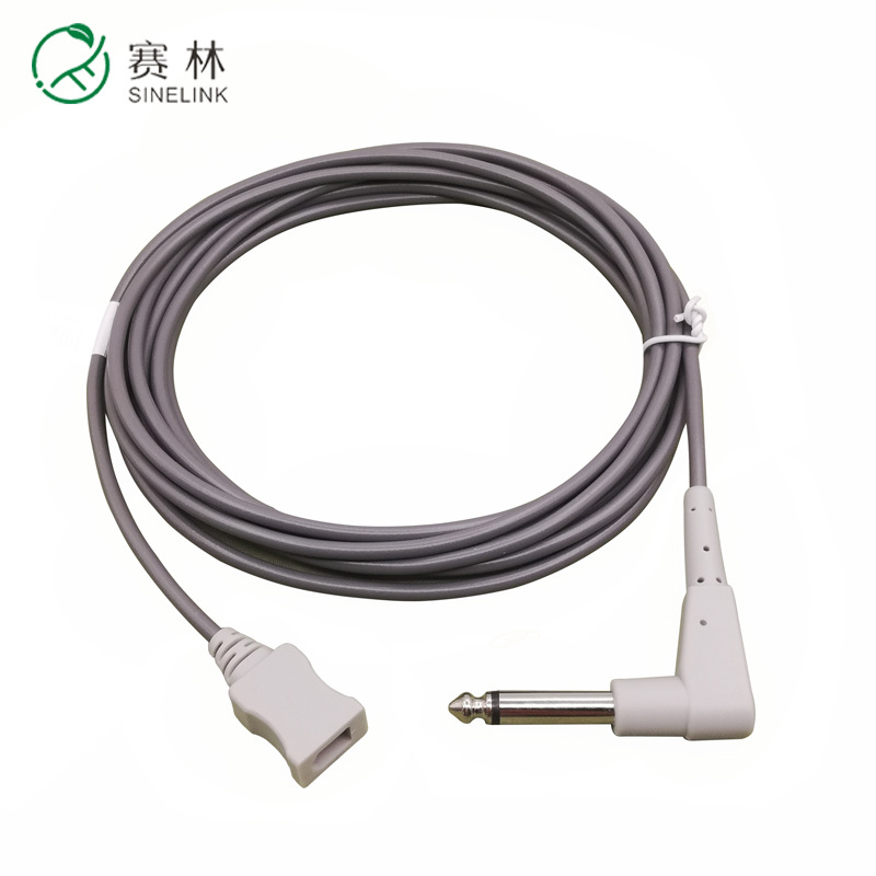 温度探头转换线，灰色线材.Φ6.35mm立体公TO 2PIN 插头，