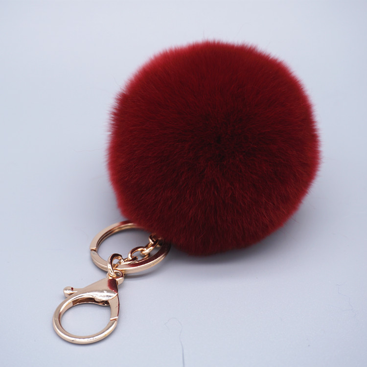 时尚韩版皮草包包挂件成品8cm獭兔毛球钥匙扣，现货混批18色