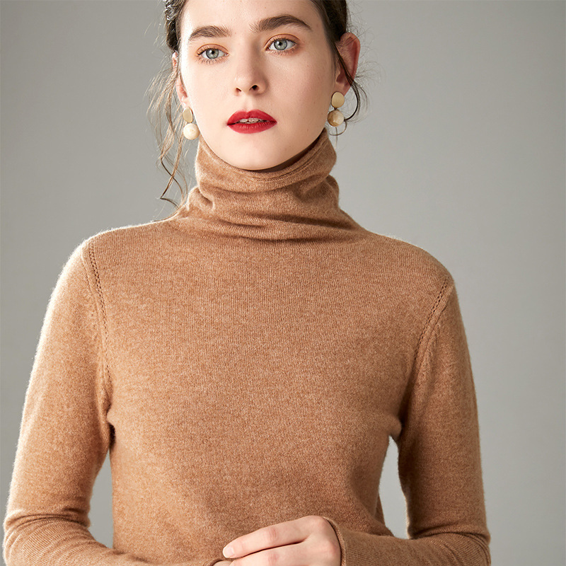 高领羊毛衫女100纯羊毛打底 2019新款秋款短款针织打底衫女秋冬|ru