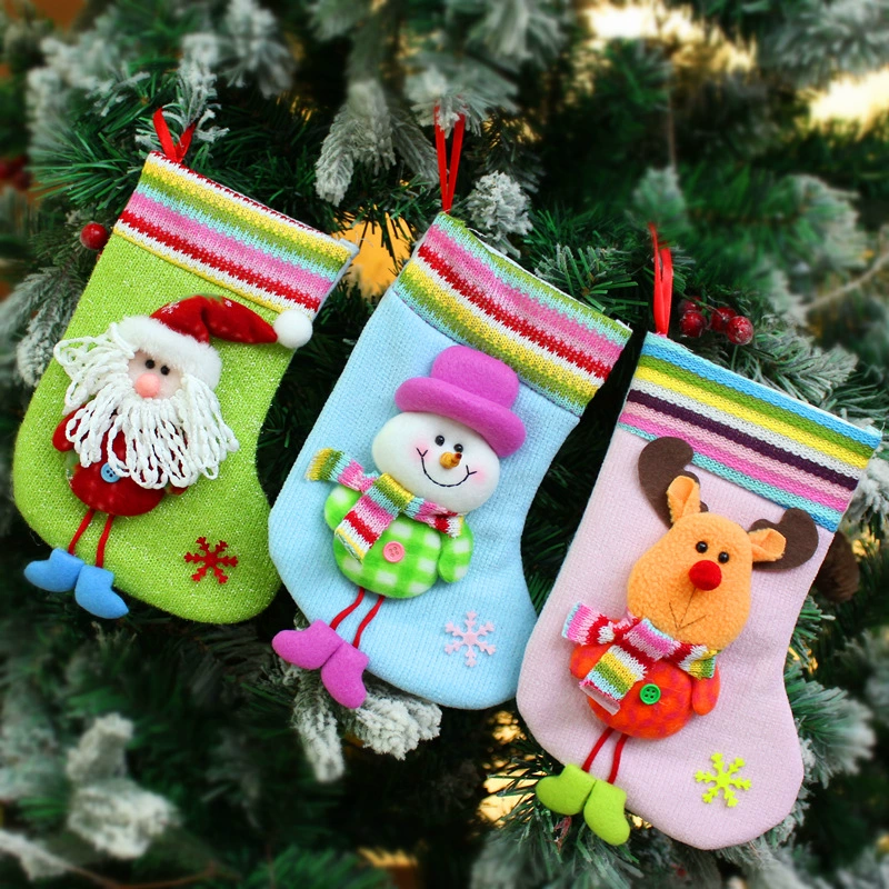 Новогодний чулок (Group source Christmas) бархат 25×13 см, подвесной пакет подарков с Дедом Морозом/Снеговиком/Оленем