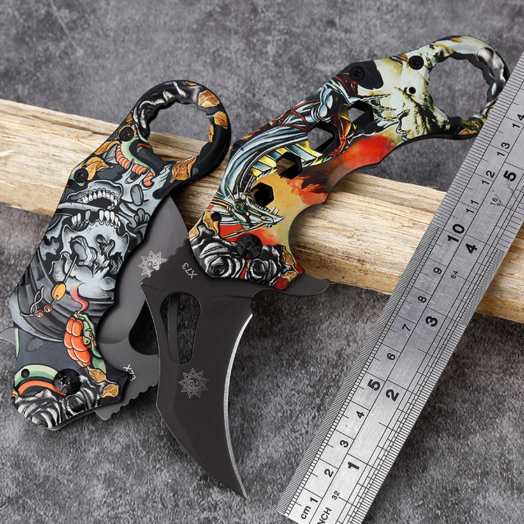 厂家直销折叠刀不锈钢野外折叠爪刀多功能户外刀具随身3D打印小刀