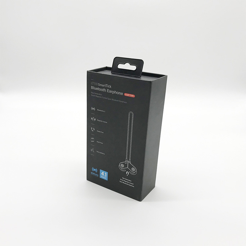 定做挂脖运动打样蓝牙耳机包装盒带挂钩飞机孔书本盒包装盒彩盒