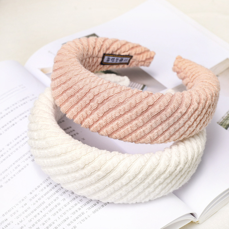 Explosion Style Striped Knitted Fabric Sponge Hair Hoop Card Wholesale display picture 1