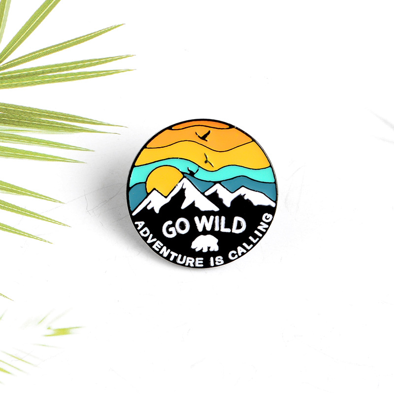 Cartoon Creative Enamel Badge Sunset Mountain Alloy Brooch display picture 3