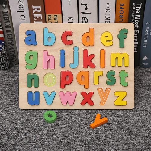 Children's early education cognitive board, number and letter cognitive puzzle, baby three-dimensional hand-grabbing puzzle board educational toy wholesale