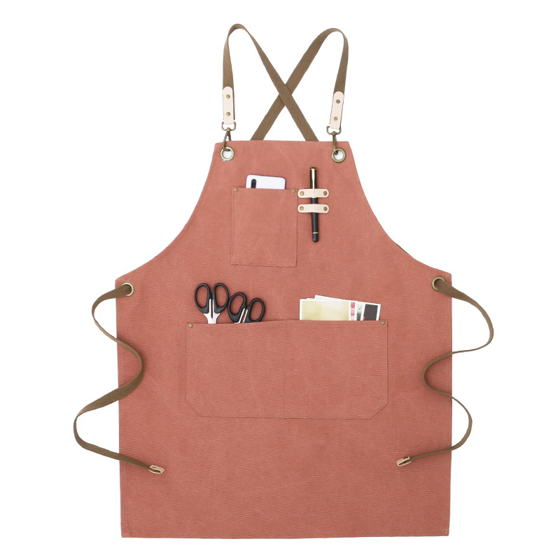 Delantal logotipo personalizado moda Coreana lienzo antifouling Barbero café leche tienda de té Cocina Ropa trabajo en casa para las mujeres