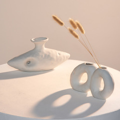 ins北歐白色陶瓷花瓶乾花客廳插花滿天星工作室家居裝飾擺件擺設