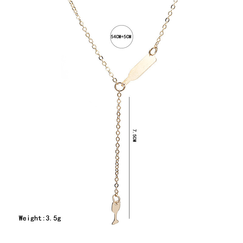 New Fashion Metal Wine Bottle Women&#39;s Necklace Simple Y-shaped High Wine Glass Clavicle Chain display picture 5