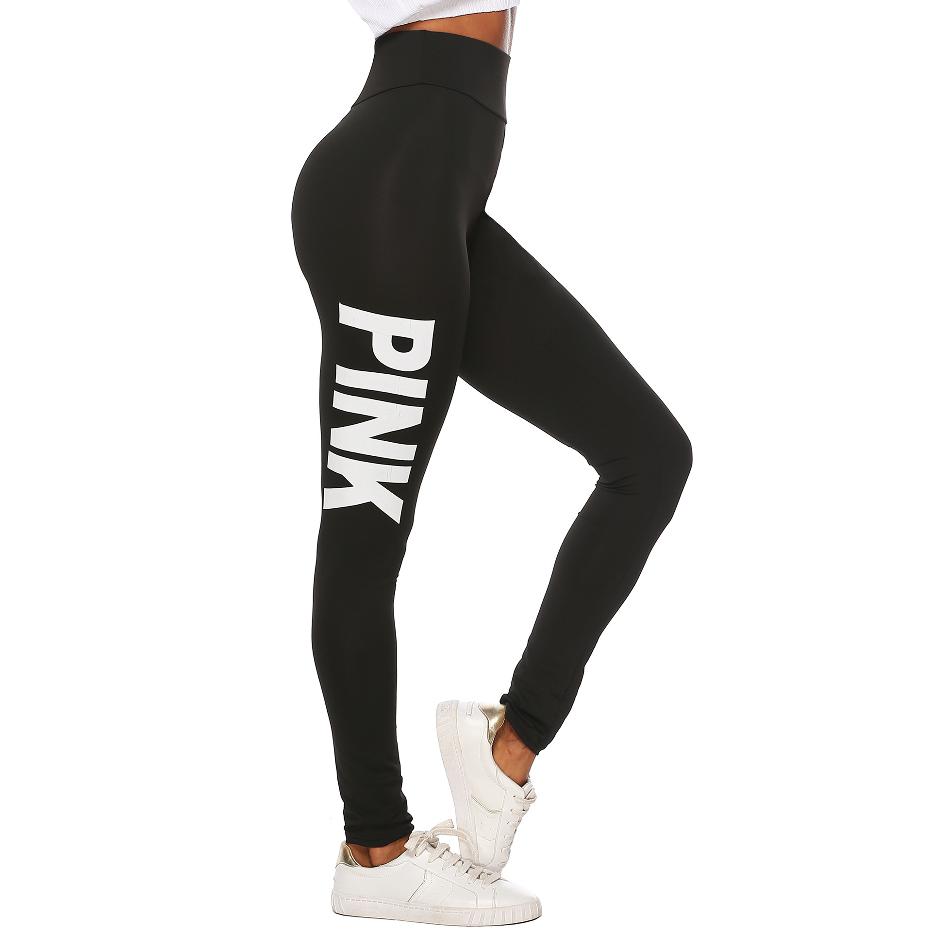 solid color letter printing stretch tight leggings  NSOY27421