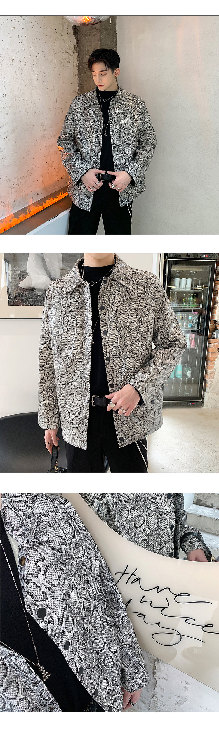 Versatile styling with Retro Snake Print Jacket