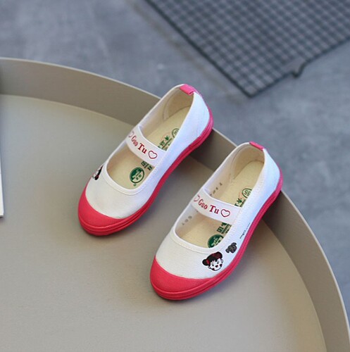 Qingdao Universal National Tour Children's Dance Shoes Boys and Girls White Shoes Canvas Shoes Gymnastics Shoes White Sneakers Sports Shoes