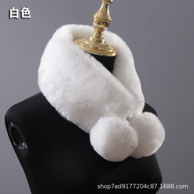 Maomao Two-sided scarf winter Korean Edition thickening keep warm Collar Hair ball Fur collar Fur imitation Rabbit white Collar