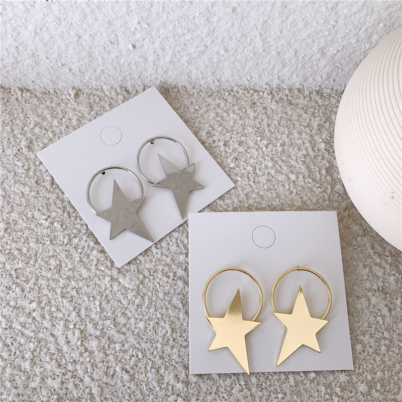 Metal Cold Wind, Minimalist, Irregular, Five-pointed Star, Exaggerated Big Earring display picture 3