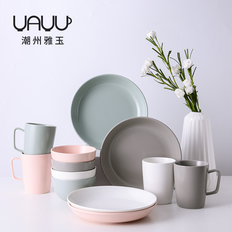 goods in stock Northern Europe Simplicity Matte Glaze Ceramic bowl Mug household gift customized logo direct deal