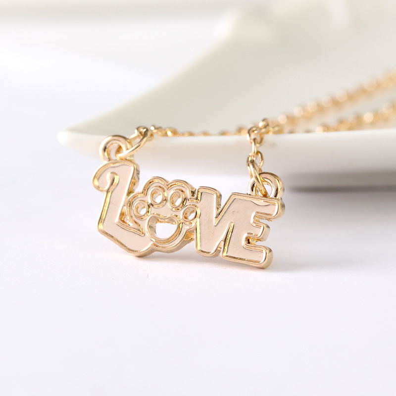 New  Fashion  Creative Letters Love Hollow Out Love Dog Claw Necklace Nihaojewelry Wholesale display picture 12