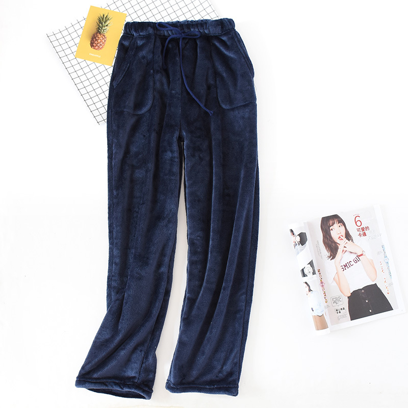 겨울 플란넬 남녀용 파자마 두꺼운 따뜻한 바지 느슨한 대형 사이즈 산호 양털 홈 따뜻한 바지 외부에서 착용 가능