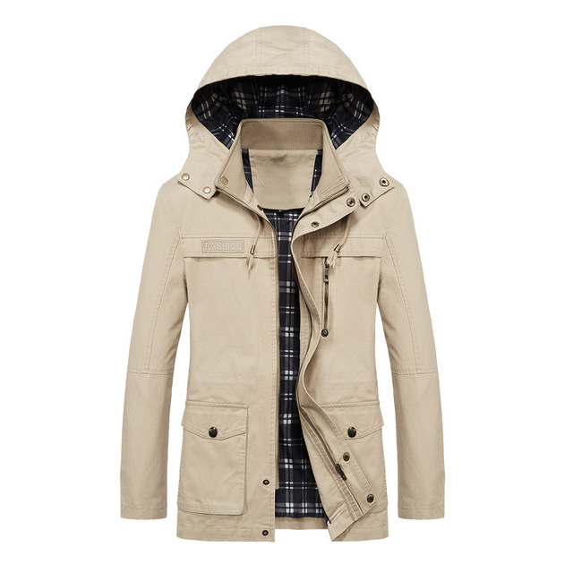 Autumn thin casual jacket men’s medium and long windbreaker coat