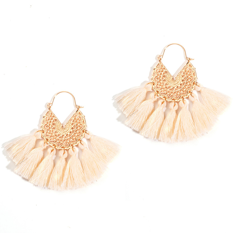 New Geometric Woven Pattern U-shaped Alloy Tassel Earrings display picture 1