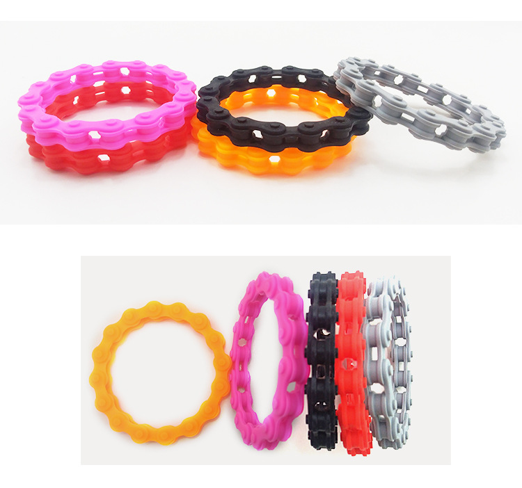 自行车链条造型硅胶手环_硅胶车链手环
