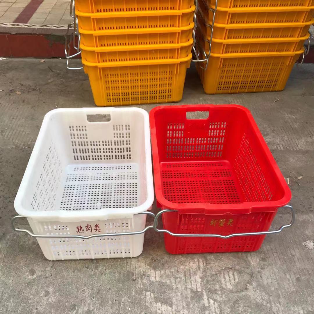 610*420*300塑料框 物流快递周转箱 周转筐 可带铁耳