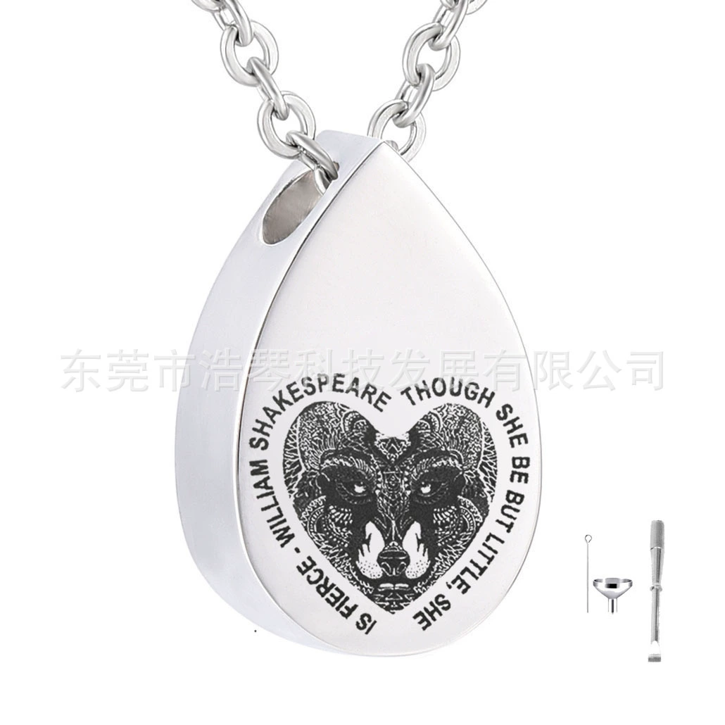 Памятное ожерелье пепла любимчика персонализированное шкентель бутылки дух способа капли-образный Выгравированный кулон пепла