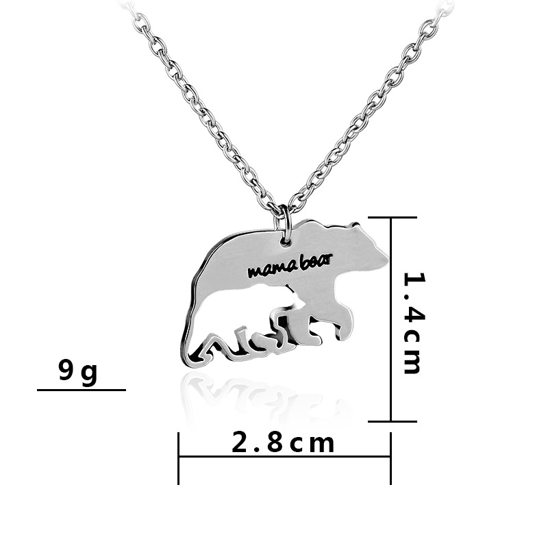 Bear Mother Necklace Clavicle Chain Mother's Day Gift Mama Bear Animal Bear Necklace Wholesale Nihaojewelry display picture 1