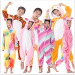 Демисезонная детская мультяшная пижама, динозавр, костюм, единорог, тигр