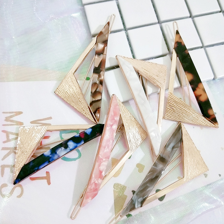 日系醋酸板发夹饰品中空青蛙夹可爱刘海夹三角形几何发卡简约边夹