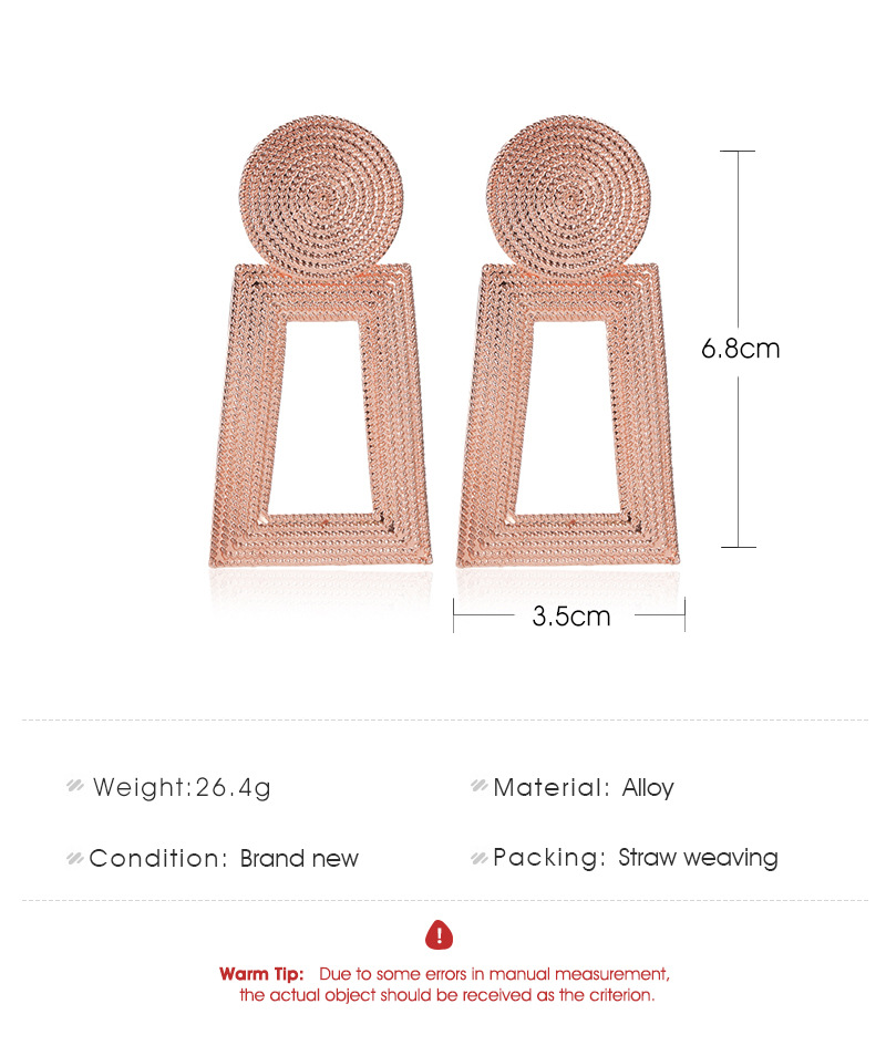 28g Weight Earrings, Ear Studs Classification New Geometric Square Grain Metal Hollow Trapezoidal Alloy Pendant Earrings For Women