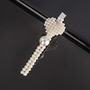 Woven hairgrip handmade, hair accessory from pearl with bow, hairpins, Korean style, internet celebrity, simple and elegant design