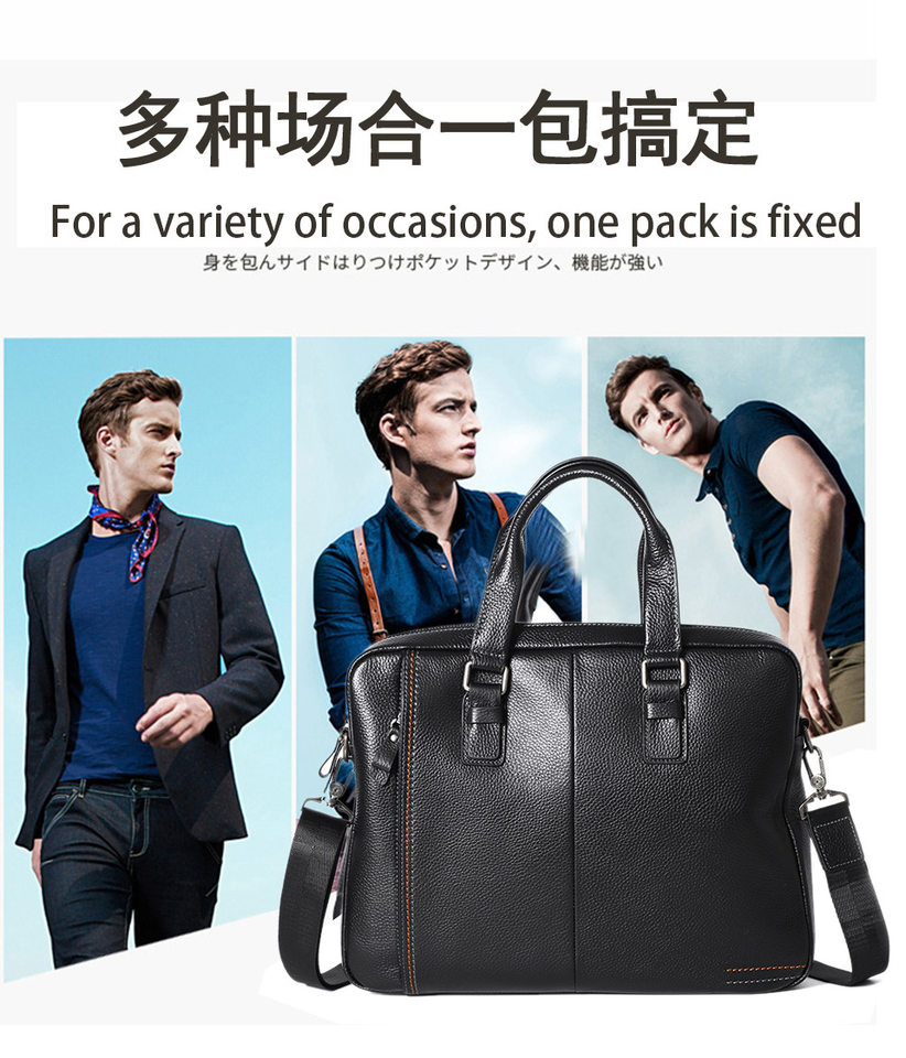 Túi xách tay nam da bò lớp đầu 28×38×8 cm kiêm túi đeo chéo, đựng laptop 13 inch — Màu cà phê, Màu xanh lam, Màu đen chi tiết 10