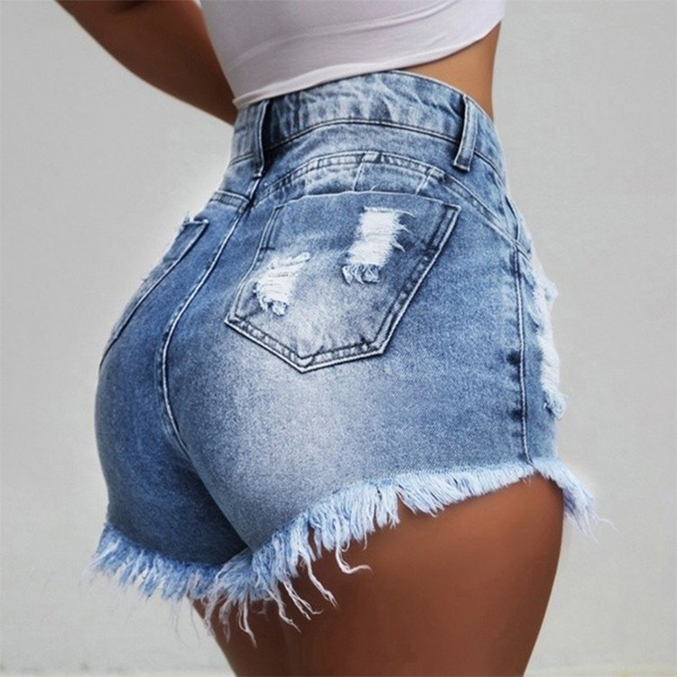 Women's Jeans Shorts With Slim Fringes And Holes Sexy