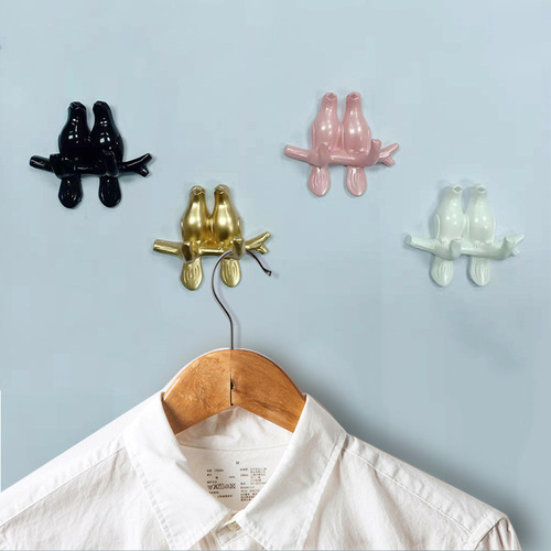Cross-border wholesale home wall bird resin hook wall decoration door back seamless coat hook key rack sticky hook