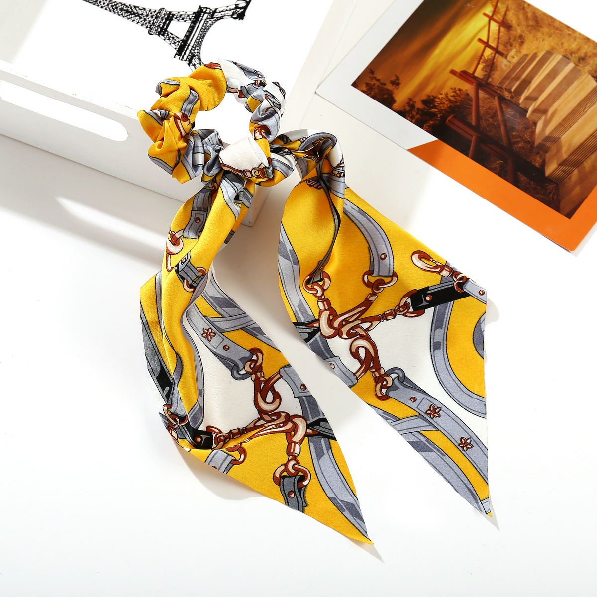Fashion Creative Chain Printing Simulation Silk Scarf Headband display picture 8