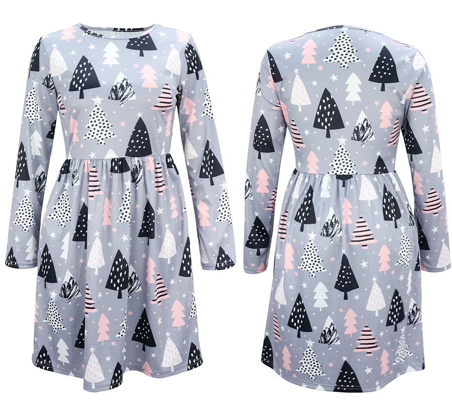 autumn and winter clothing long-sleeved printed skirt  NSAL2064