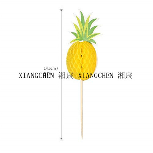Hawaiian flamingo fruit picks, three-dimensional pineapple cake inserts, birthday cake decorations