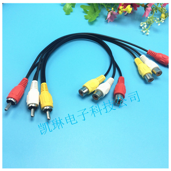 AV one-to-two cable RCA 3 male to 6 female DVD set-top box connected…