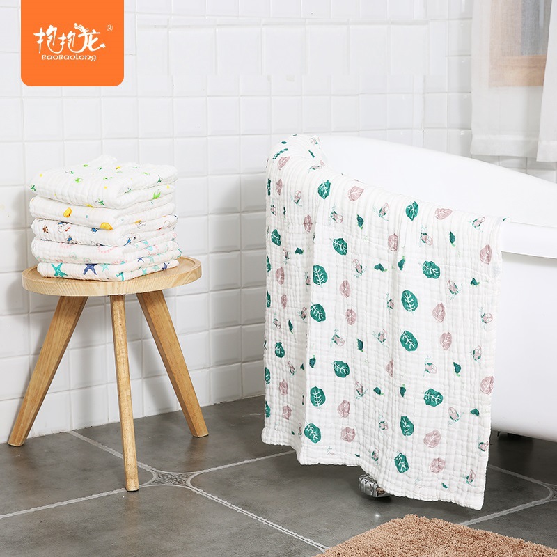 宝宝泡泡纱浴巾婴儿毛巾六6层纱布纯棉浴巾儿童沙滩巾厂家批发|ru